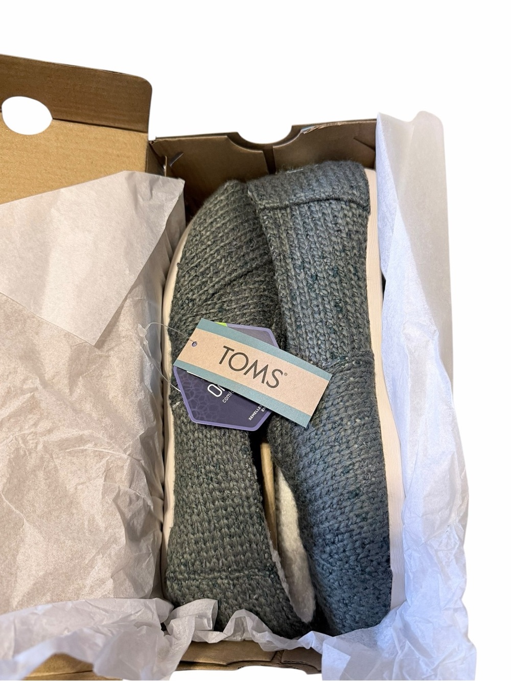 🌟🌼NIB TOMS Knit Slip-On Shoes in Heathered Gray-Green. - Picture 3 of 11